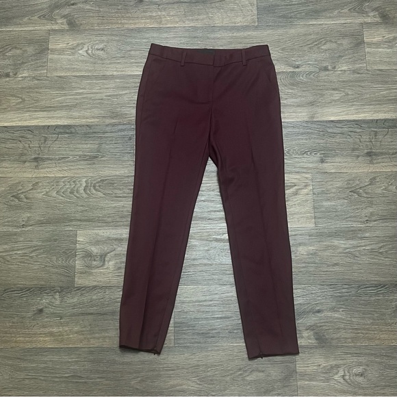 Nili Lotan Leo Zip Ankle Virgin Wool Pant Trousers Burgundy Size 2 - Picture 5 of 10